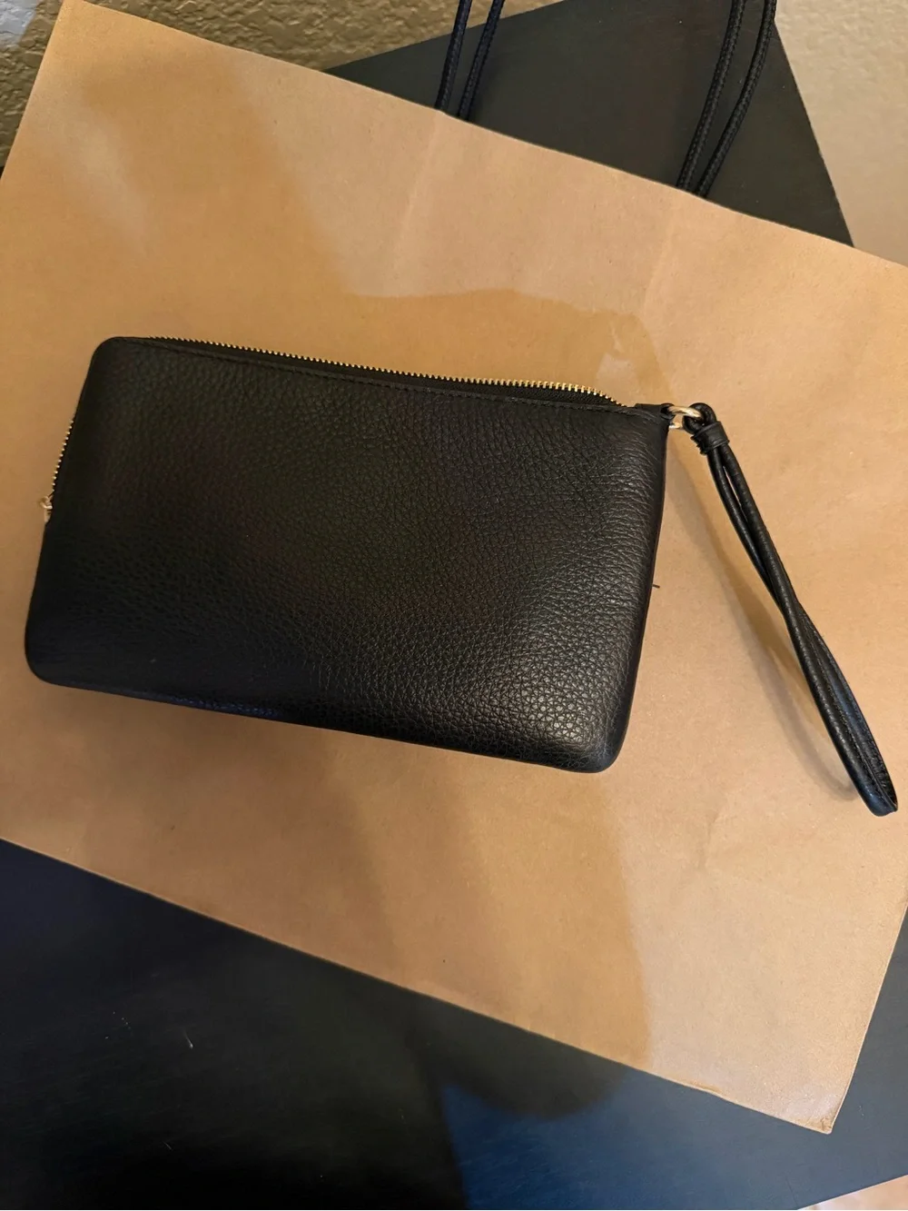 Coach Brown Signature Zip Wristlet Pouch